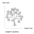 Spilla ad albero in argento con strass di 4cm x 3,8cm dal design minimalista - Argento
