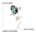 Eleganter Rosen-Anstecknadel mit grünen Kristallen und Strasssteinen, 6,2 cm x 3,8 cm - Grün