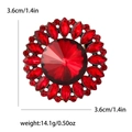 Vintage gold-tone flower brooch with red rhinestones and 3.6cm size measurement - Red