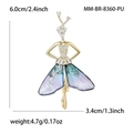 Elegant ballerina brooch with purple gradient butterfly wings and crystal inlay details - Purple