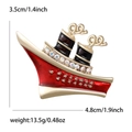 Spilla a forma di nave da crociera in smalto rosso con strass e lega dorata - Rosso