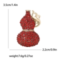 Luxury alloy rhinestone gourd brooch in red and gold with size dimensions 3.5cm x 2.2cm - Red