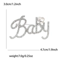 Detail view of silver Baby brooch with sparkling rhinestones and a heart gemstone - Silver (White Rhinestone 3038-SL)