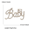 Golden alloy Baby brooch with rhinestones and heart crystal, dimensions 3.0cm x 4.7cm - Gold (White Rhinestone 3038-GD)