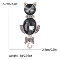 Dimensions détaillées de la broche chat avec strass gris et base en alliage argent - Gris