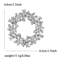 Elegant silver alloy rhinestone wreath brooch for women with size and weight dimensions - Silver