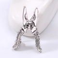 Spilla a pinza con teschio d'argento stile punk in lega lucida per accessori moda - Argento Antico