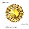 Vintage sunflower alloy brooch with yellow crystals and bronze base for women suits - Yellow