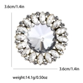 Elegant gold alloy sunflower brooch with sparkling rhinestones and clear crystals 3.6cm - White
