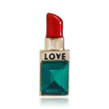 Broche rouge à lèvres élégante avec revêtement rouge et base en pierre précieuse verte - Forme de Rouge à Lèvres (Lettre LOVE) / Vert (3127)