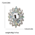 Elegante goudkleurige broche met kristallen strassteentjes, 7,2 cm bij 5,5 cm voor pakken - Goud Wit