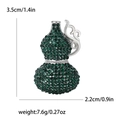 Silver alloy gourd brooch with emerald green rhinestones measuring 3.5cm by 2.2cm - Green