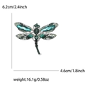 Elegante spilla a libellula con strass verdi e finitura argento, dimensioni 6,2cm x 4,6cm - Verde (MM-BR-3134-GN)