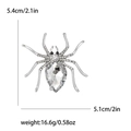 Spilla a ragno in lega d'argento con cristallo a goccia e strass bianchi, misura 5,1x5,4 cm - Bianco