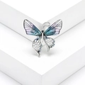 Broche papillon élégante en argent avec ailes dégradées bleu violet et cristaux - Bleu