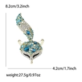 Detail view of fox brooch showing size 8.2x4.2cm and weight 27.5g with blue crystals - Blue