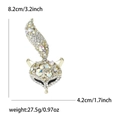 Golden alloy fox brooch with sparkling rhinestones, height 8.2cm, elegant suit accessory - White