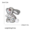 Spilla a forma di coniglio in lega d'argento con strass arcobaleno e perle - Bianco 3225