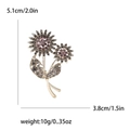 Elegant sunflower brooch with pink and grey crystals on a gold alloy base - Gray Purple (MM-BR-3061)