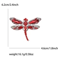 Spilla a libellula argentata con strass rossi e indicazione delle misure precise - Rosso (MM-BR-3134-RD)