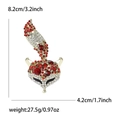 Sparkling fox head brooch in gold alloy with red and white rhinestones, 8.2cm height - Red