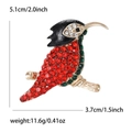Golden hummingbird brooch with red and green crystals, height 5.1cm and width 3.7cm - KC Gold Red