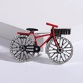 Spilla vintage a forma di bicicletta smaltata rossa con ruote in zirconi bianchi - Rosso