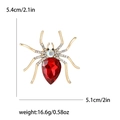 Golden spider brooch with a red teardrop gemstone and sparkling rhinestones - Gold Base Red