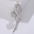 Silver tulip brooch with sparkling rhinestones and crystal inlay in a floral design - Silver