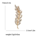 Eleganter Feder-Brosche Gold mit Strasssteinen Abmessungen 7,9 cm x 3,1 cm für Anzüge - Gold
