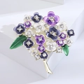 Exquisite hydrangea flower brooch with purple and blue enamel petals and rhinestones - Purple Hydrangea Cluster / Purple