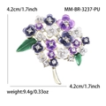 Hortensien-Brosche in Lila und Marineblau mit Kristallen, Durchmesser 4,2 cm - Lila Emaillierte Hortensie / PU-3237 / Lila