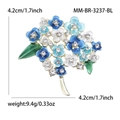 Hortensien Brosche mit blauen Emaille-Blüten und funkelnden Strasssteinen für Damen - Blau Emaillierte Hortensie / BL-3237 / Blau