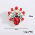 Broche couronne de phénix d'opéra chinois avec gemmes rouges et émail doré élégant - 3245-Rouge C (Style Rond Coiffe d'Opéra)
