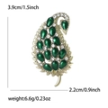 Gouden paisley bladbroche met groene kristallen en strassteentjes, 3,9 cm lang - Groen