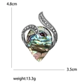 Teardrop-shaped abalone shell brooch with silver alloy frame and crystal rhinestones - Silver Style (MM-BR-3078)
