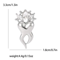 Creative silver tooth crown brooch with rhinestones, 3.3cm x 1.8cm, weighing 4.4g - Silver