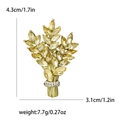 Golden leaf brooch with yellow crystals and size specs 4.3x3.1cm for suit accessories - Yellow