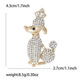 Spilla a forma di barboncino dorato di lusso con strass e corona, misure 4,3x2,7cm - Oro (Strass Bianco)