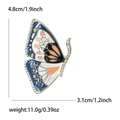 Broche papillon vintage en émail avec ailes colorées et cristaux pour femmes - Bleu
