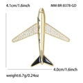 Detailed size view of a gold airplane brooch with crystals and Love You Forever engraving - Gold Airplane (MM-BR-8378-GD) / Gold