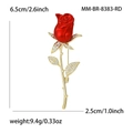 Elegant red rose brooch with gold base and sparkling zircon accents for women coats - Red
