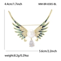 Spilla ali d'angelo in smalto con perla e zircone, elegante gioiello moda per lei - Blu (MM-BR-8385-BL)