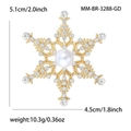 Elegant gold snowflake brooch with sparkling rhinestones and a central white faux pearl - Gold (3288)