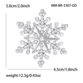 Spilla a fiocco di neve scintillante con strass, 5,0 cm x 4,5 cm, per cappotti da donna - Argento (MM-BR-3307-SL)
