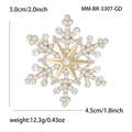 Spilla fiocco di neve placcata in oro con strass scintillanti e dimensioni indicate - Oro (MM-BR-3307-GD)