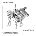 Spilla violino argento vintage con ciondoli note musicali e misure incluse - Argento Antico (MM-BR-3286)