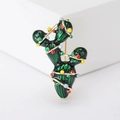 Broche de cactus creativo en aleación con cuentas de esmalte de colores y oro - Broche de Cactus de Goteo de Aceite (MM-BR-3303) / Verde