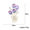 Spilla a palloncino elegante con zirconi sfumati viola-blu, perle e fiocco dorato - Viola