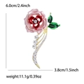 Elegante spilla a forma di rosa con smalto rosa e cristalli, misura 6,0 cm x 3,8 cm - Rosa